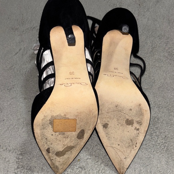 Oscar de la renta black suede bow treated heels - Picture 7 of 8